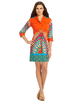 Calessa Mosaic-Print Shirt Dress