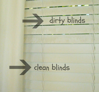 Clean blinds with a sock & vinegar solution