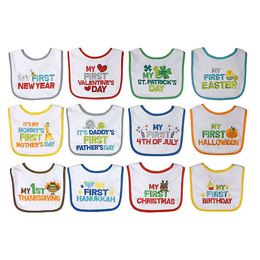 Neat Solutions 12-Pack Baby's 1st Year Holiday Bib Set