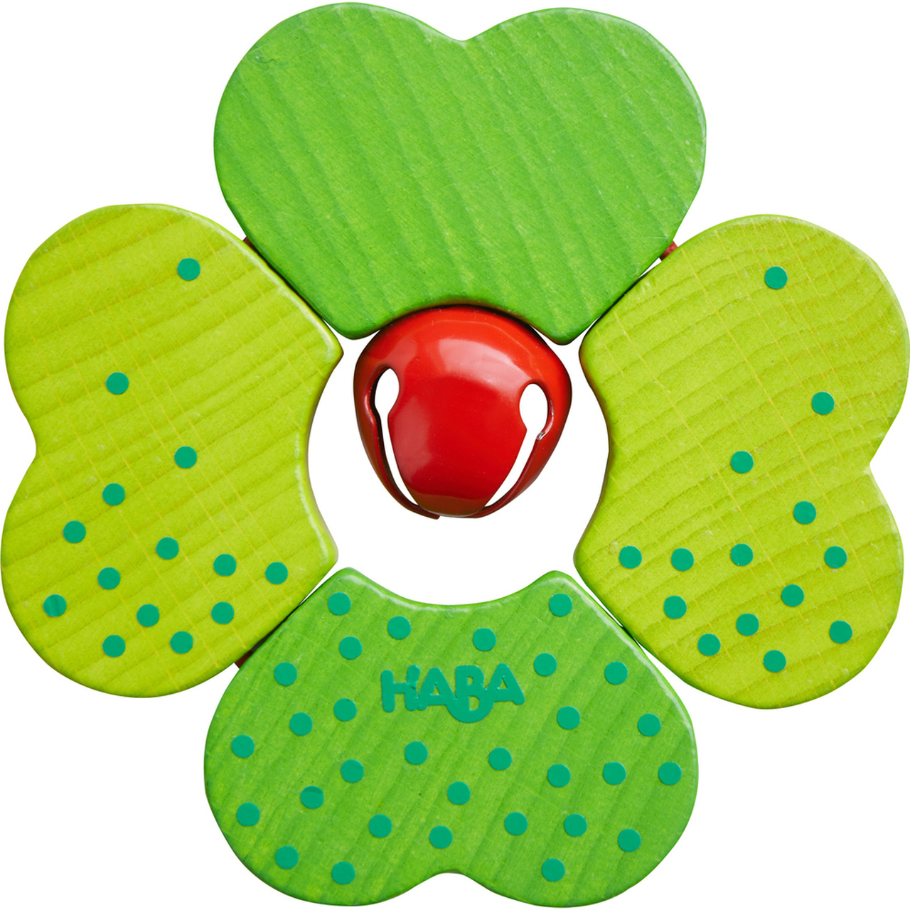 HABA Shamrock Wooden Baby Rattle with Bell