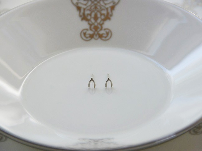 Small Sterling Silver Wishbone Stud Earrings