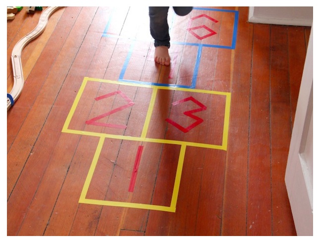 Recreate the feeling of a park day with indoor hopscotch.