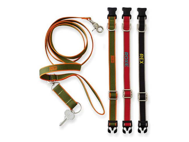 Mark & Graham Monogrammed Ribbon Dog Collar & Leash