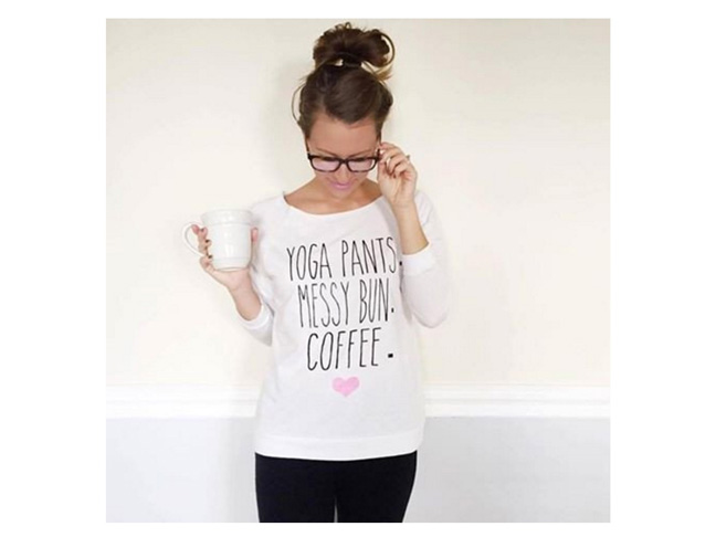 Yoga Pants, Messy Bun, Coffee