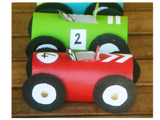 Toilet Paper Roll Race Cars