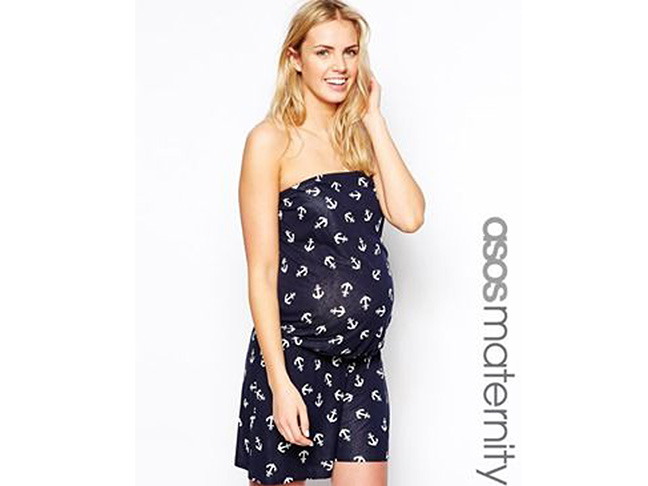 ASOS Maternity Bandeau Playsuit In Anchor Print