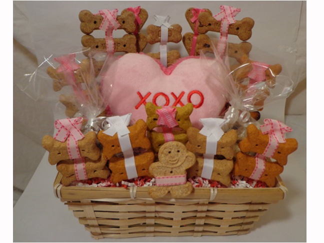 Pink Dog Biscuit Gift Basket 