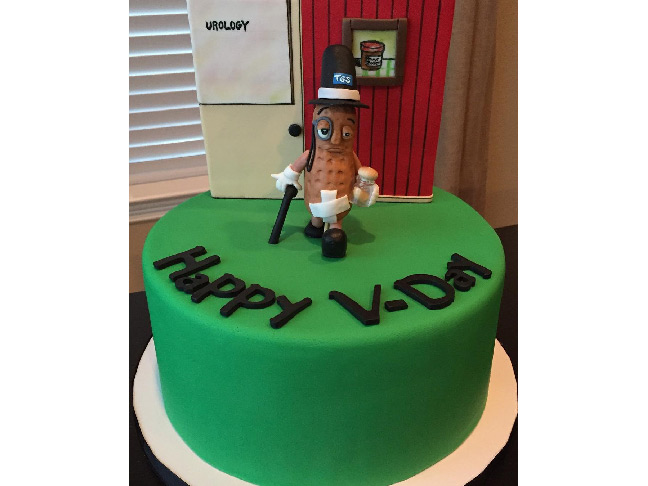 Happy Vasectomy Day Cake with Mr. Peanut
