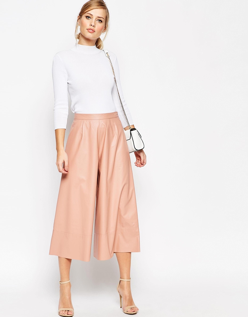 Pink Faux Leather Culottes