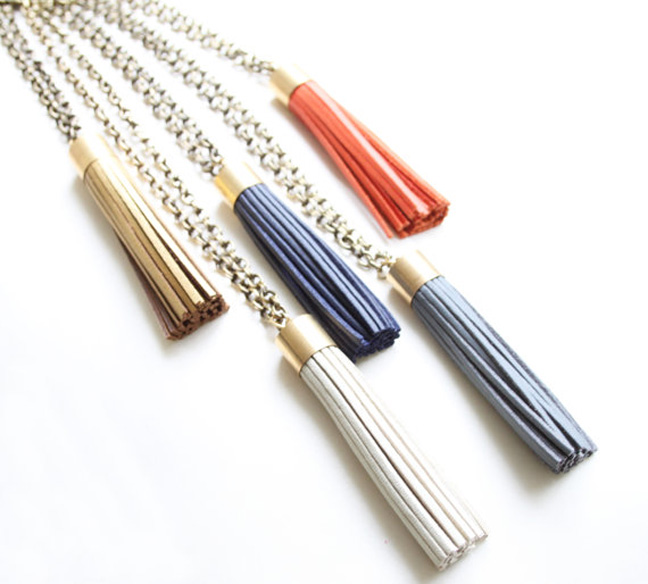 Faux Leather Tassel Necklace