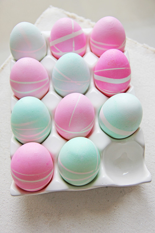 Rubber Band Patterned Easter Eggs