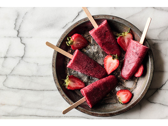 Roasted Strawberry Red Wine Popsicles