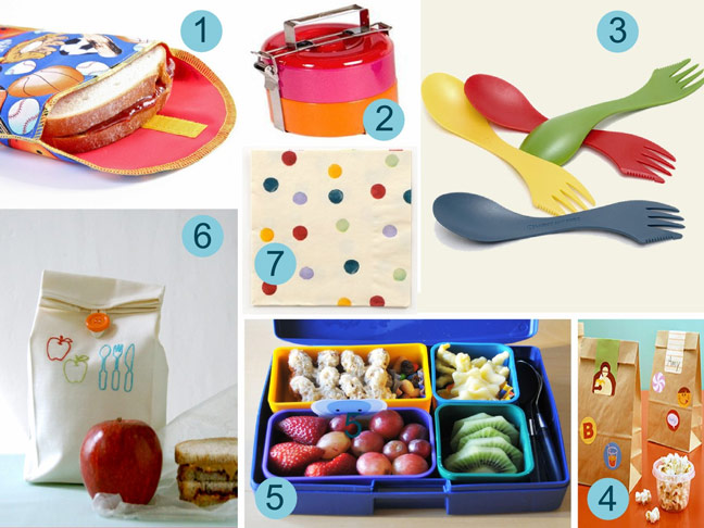 Cute school reusable bags, sporks and containers