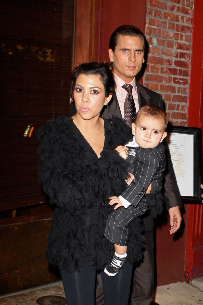 Kourtney Kardashian, black blouse, black leggings, Mason Disick, Scott Disick